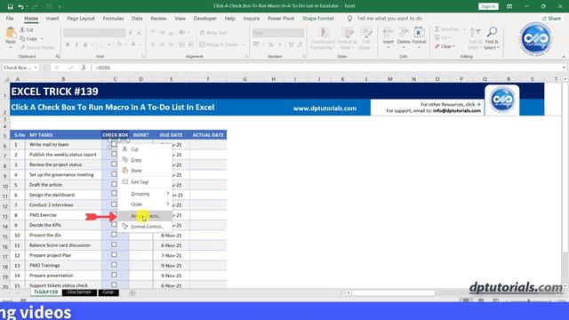 Click A Check Box To Run Macro In A To Do List In Excel || MS Excel Tutorials смотреть онлайн