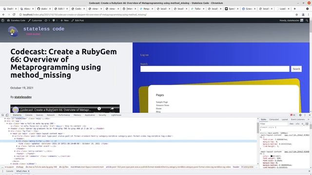 Codecast: statelesscode.com WordPress 21: Resize Picture, Add Sidebar, Fix h1 Tags смотреть онлайн