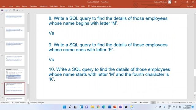 SQL Beginners Tutorial Part4: Special Operator LIKE with Wild card characters and NULL & NOT NULL смотреть онлайн