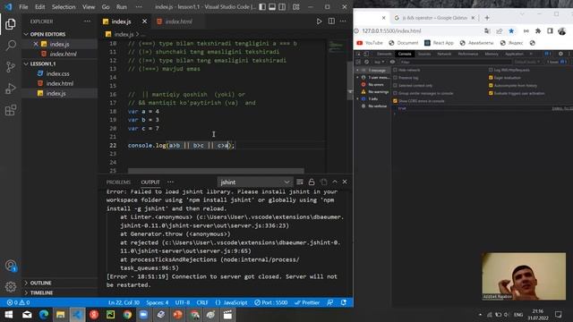 Javascript 2-dars 2-qism Boolean . shart operatorlari смотреть онлайн