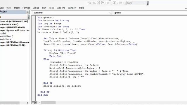 Scanned Items Turn Green And Record Time In Excel смотреть онлайн