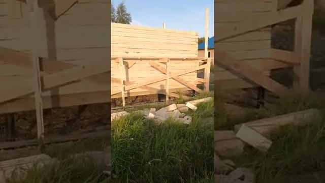 Делаем баню, день 2 кладки бруса