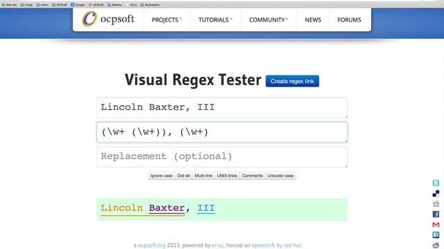 OCPsoft Visual Regex Tester with Syntax Highlighting смотреть онлайн