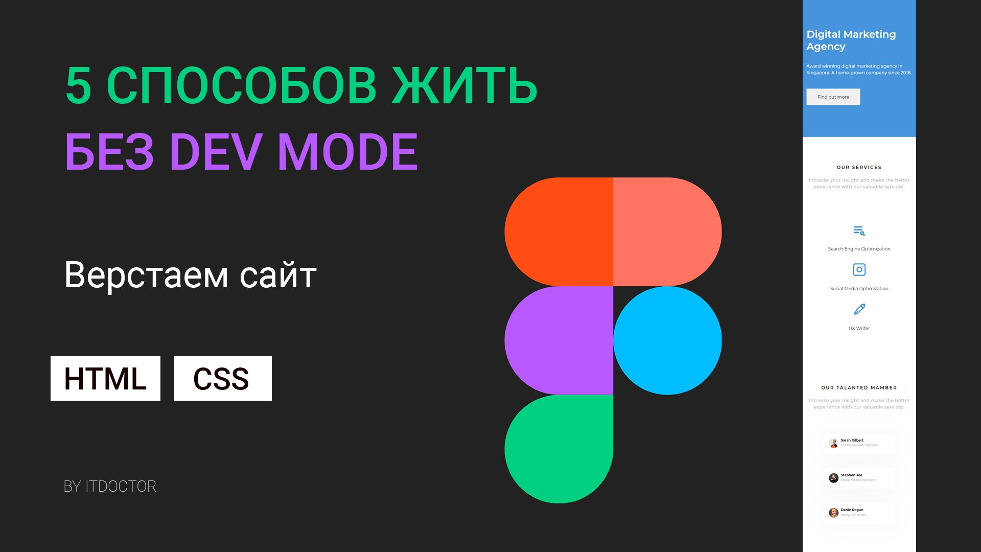 Верстка сайта по макету из Figma без Dev Mode в бесплатной версии смотреть онлайн