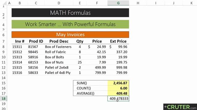 Excel Math Functions: SUM() • COUNT() • AVERAGE() • 3D Formula смотреть онлайн
