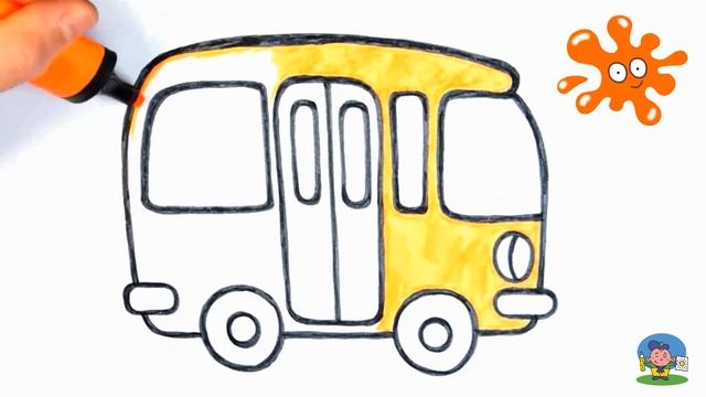 Как нарисовать АВТОБУС / Раскраска АВТОБУС для детей / рисунки для срисовки / How to Draw a Bus смотреть онлайн