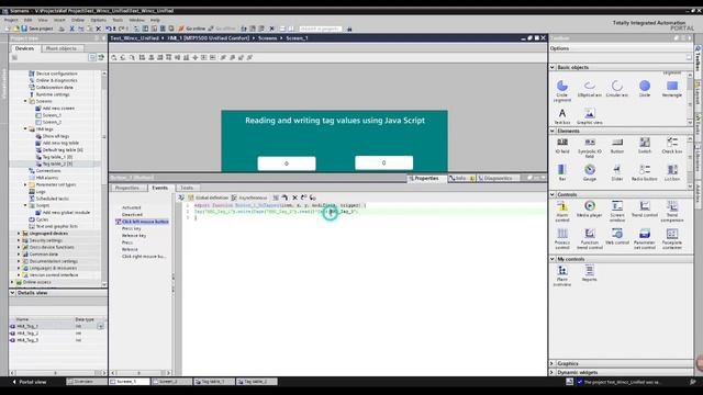 TIA16-WinCC Unified :- Reading And Writing Tag Values