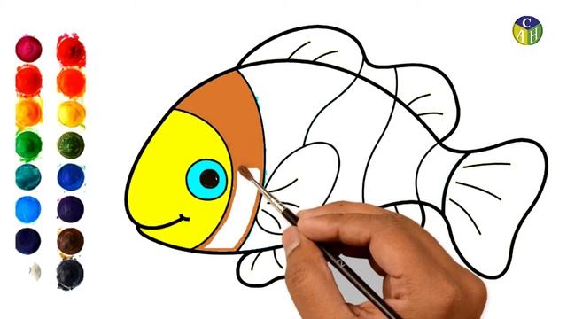 How to draw a fish | Drawing a fish easy steps | Finding Dory | Drawing for kids | kids color art смотреть онлайн
