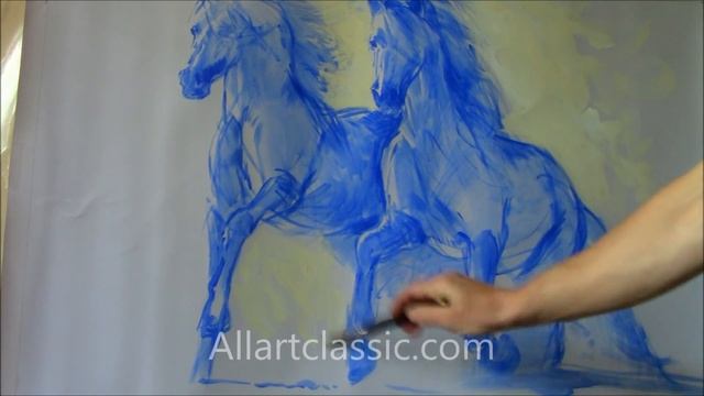 Painting Horses Running in Deep Snow-Entire Painting Process смотреть онлайн