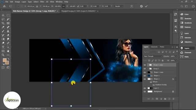 Creative Website Banner Design - Adobe Photoshop Tutorial смотреть онлайн