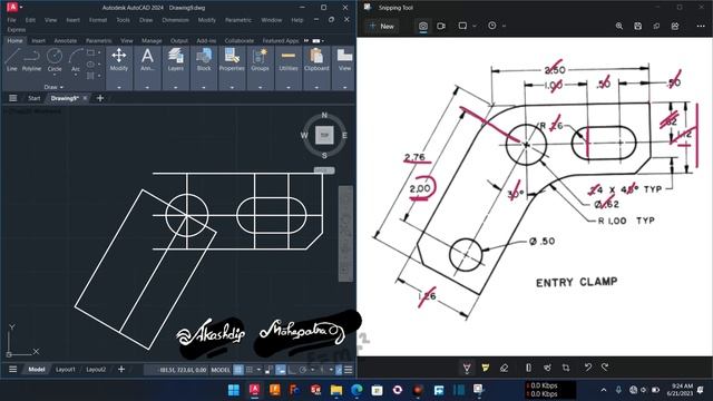 Ex 40 || Entry Clamp || autocad 2D || chapter 1 смотреть онлайн
