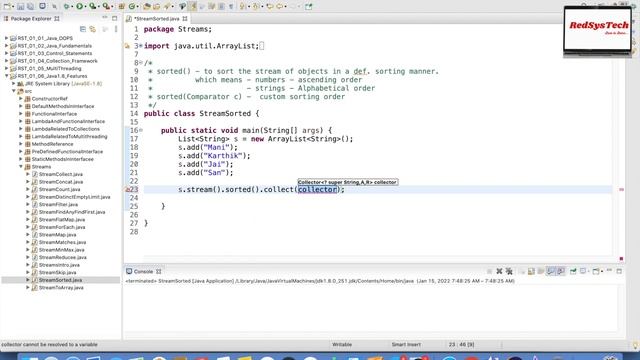 # 175 Java stream sort | Java 8 Stream - How to Sort a List using lambda | Stream |java 8|RedSysTec смотреть онлайн