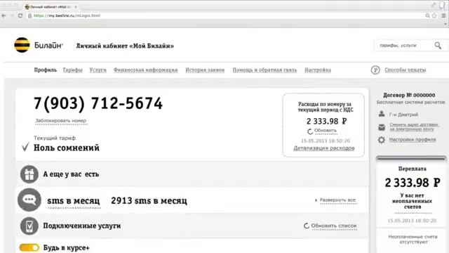 Детализация звонков и счета Билайн по электронной почте смотреть онлайн