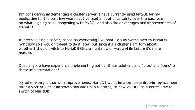 MySQL : MySQL Cluster or MariaDB Galera смотреть онлайн