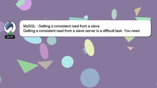 MySQL : Getting a consistent read from a slave смотреть онлайн