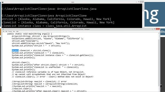 Learn Java Programming - ArrayList clear() and clone() Tutorial смотреть онлайн