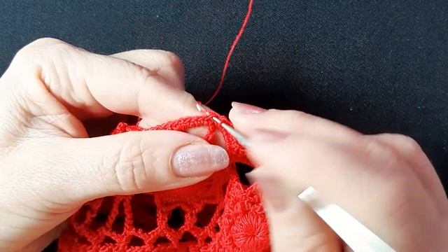 Урок 27. Красное платье. Низ рукавов. Вязание крючком. Ирландское кружево. смотреть онлайн