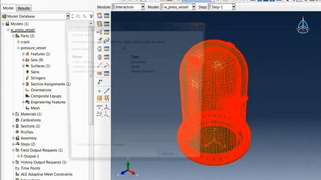 ABAQUS step by step Modeling Crack propagation in vessel with XFEM смотреть онлайн