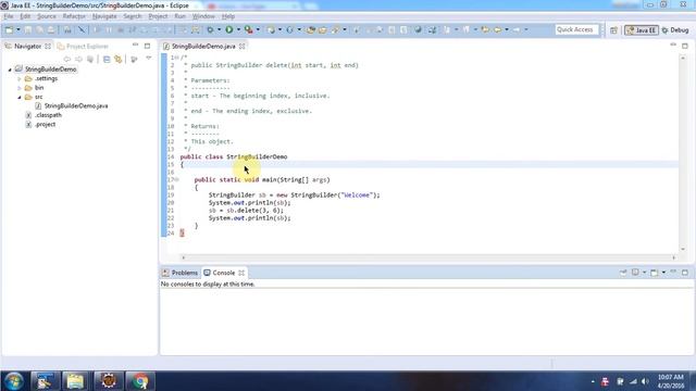 Java StringBuilder [delete(int start,int end) method] | Java Tutorial смотреть онлайн