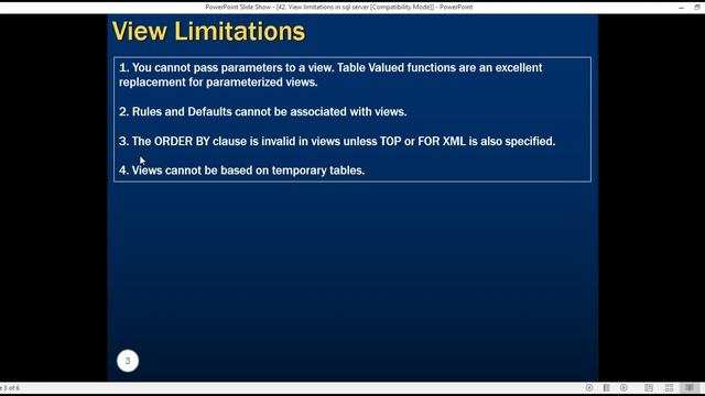 View limitations in SQL Server in arabic смотреть онлайн