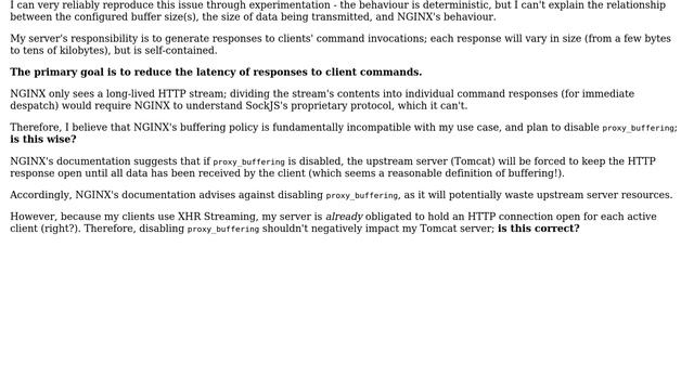 DevOps & SysAdmins: Should proxy_buffering be disabled in NGINX to support SockJS XHR Streaming? смотреть онлайн