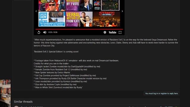 SEGA DREAMCAST RESIDENT EVIL 2 MOD NEWS AND REVEAL TRAILER! смотреть онлайн