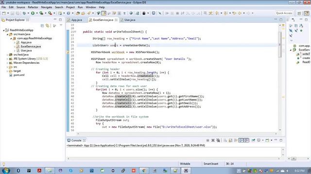 Write Data To Excel Sheet In JAVA смотреть онлайн