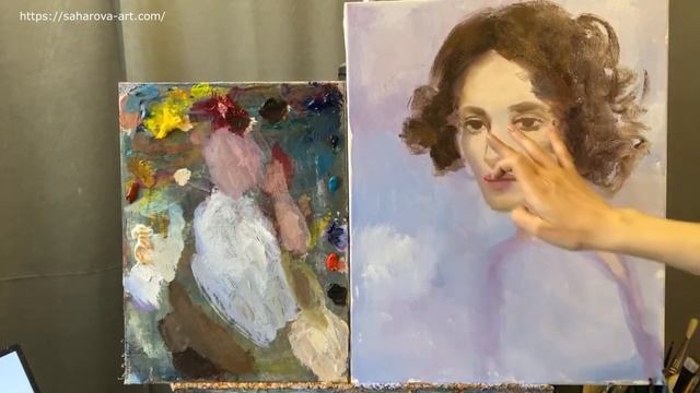Марафон Фании Сахаровой, пишем портрет, образ девушки, живопись для начинающих смотреть онлайн