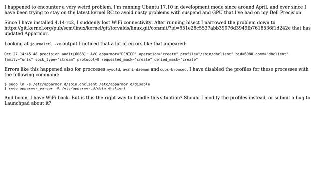 Ubuntu: Apparmor denies several processes since a kernel change смотреть онлайн