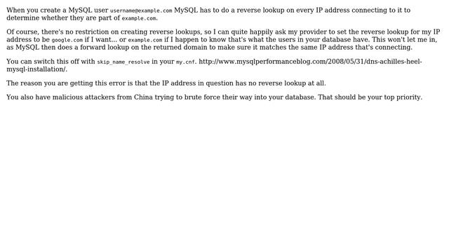 DevOps & SysAdmins: MySQL warning "IP address could not be resolved" (4 Solutions!!) смотреть онлайн