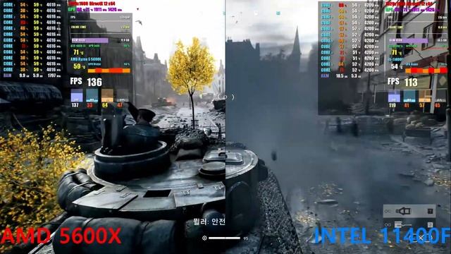 [INTEL I5 11400F / AMD RYZEN 5 5600X] Battlefield V CPU BEANCHMARK смотреть онлайн