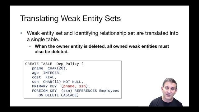 Lecture 16 Part 15 Translating Weak Entity Sets смотреть онлайн