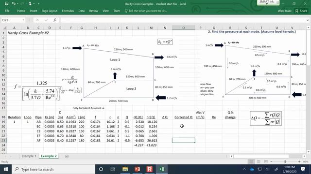 Hardy Cross Method for Pipe Networks - CE 331 - Class 12 (10 Feb 2020) смотреть онлайн