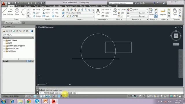 AutoCAD tutorial TRIM Commands Video 15 смотреть онлайн
