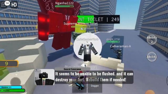 Roblox Skibidi Toilet Siege Defense(super cameraman) gameplay смотреть онлайн