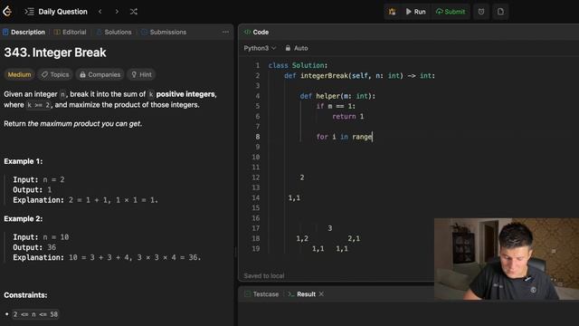 LeetCode 343 Integer Break - python смотреть онлайн