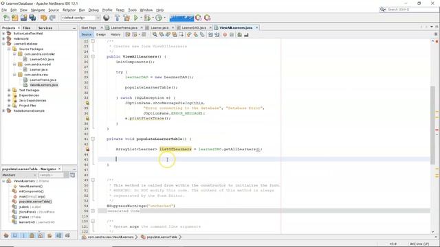 PART 5B: NetBeans Database Example - Displaying the learners in a JTable on the GUI смотреть онлайн