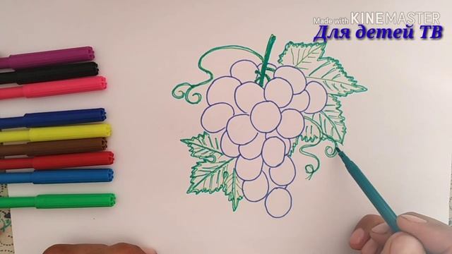 КАК НАРИСОВАТЬ ВИНОГРАД/HOW TO DRAW GRAPES/UZUM RASMINI CHIZISH/ЖҮЗҮМ СУРОТ ТАРТУУ/ЖҮЗІМ СУРЕТ САЛУ смотреть онлайн