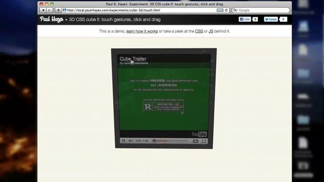 3D CSS cube with click and drag смотреть онлайн