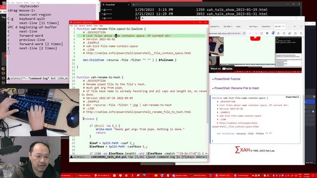 Xah Talk Show 2023-03-01 PowerShell Coding, Rename Files Space to Lowline смотреть онлайн