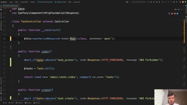 Laravel AuthorizeResource for Resource Controllers смотреть онлайн