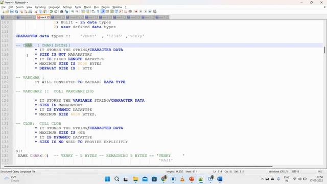 Session -3 : SQL & PLSQL Real-time training || Data types || Char and Number Data types|| 17-07-202 смотреть онлайн