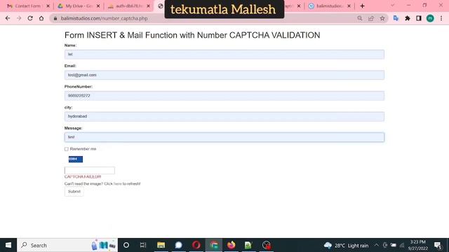 Php form validation with Number captcha & mail function, insert function смотреть онлайн