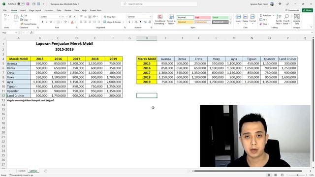 2 Cara Mengubah Baris jadi Kolom dan Kolom jadi Baris di Excel смотреть онлайн