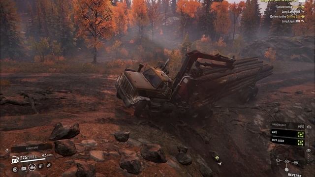 Snowrunner: GMC Brigadier 8000 / Delivering long logs to the quarry смотреть онлайн