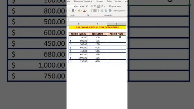 CALCULAR PRECIO CON DESCUENTO EN #excel смотреть онлайн