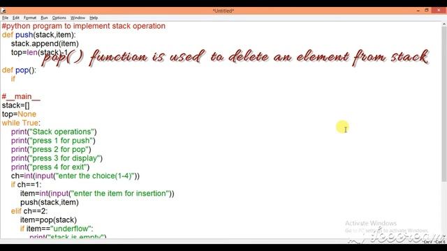 Stack Push and Pop operation | Python Program | Data Structure in Python смотреть онлайн