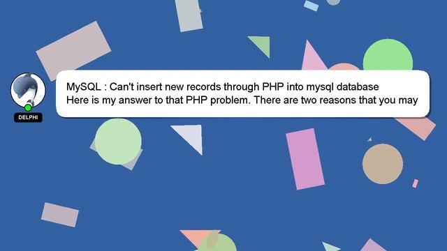 MySQL : Can't insert new records through PHP into mysql database смотреть онлайн