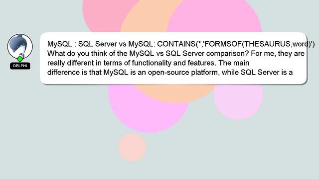 MySQL : SQL Server vs MySQL: CONTAINS(*,'FORMSOF(THESAURUS,word)') смотреть онлайн