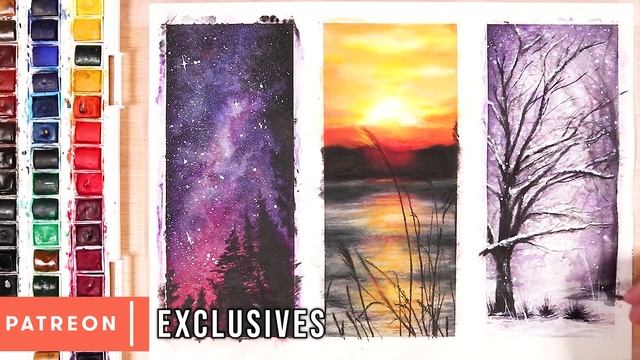 EASY WATERCOLOR PAINTING IDEAS FOR BEGINNERS! Watercolor Silhouette Paintings смотреть онлайн